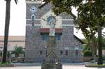 Statue of Virgin Mary on the outside of the church Cristo Redentore, Arborea, Sardinia.