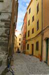 Colored buildings, Castelsardo, historical center, Sardinia.