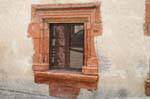 Fordongianus Forum Traiani reflection in a window, Sardinia.