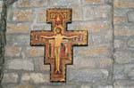 Luogosanto, painted wooden cross, Christ Church San Quirico, Sardinia.