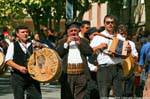 Nuoro, Festa del Redentore, Tamburinos Gavoi, tin whistle player, Sardinia.