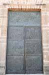 Oristano, Cathedral of Santa Maria, bas-relief on a door, Sardinia.