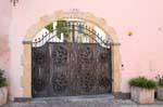 Carved wrought iron gate, Oristano, via Aquila, Sardinia.