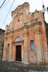 Orosei, orange church in the city, Sardinia.