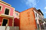 Colors on houses, Santa Teresa di Gallura, Via del Mare, Sardinia.