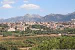 Tempio Pausania landscape of the city and the mountains, Sardinia.