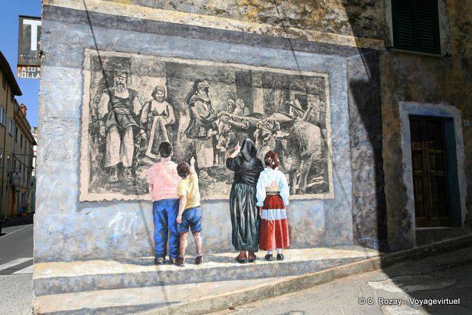 Fonni, double trompe-l'oeil, mural - Sardinia