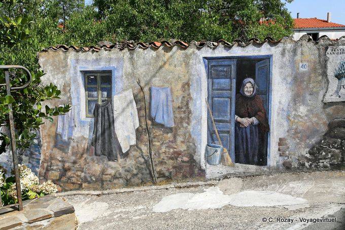Fonni, the old woman and her hovel, mural - Sardinia