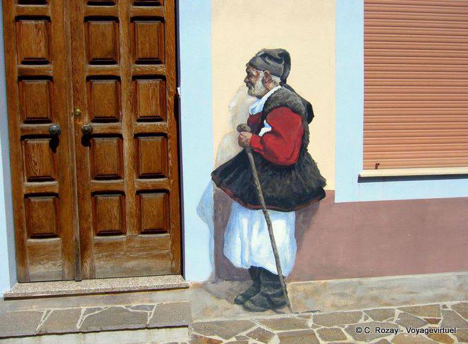 The shepherd at the door, mural Fonni - Sardinia