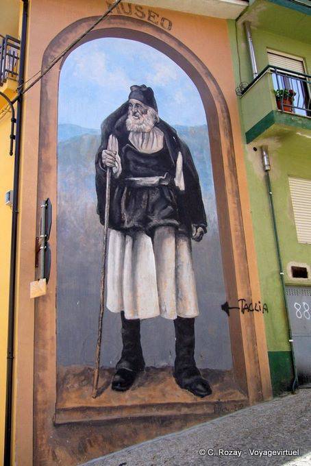 Fonni, the shepherd in period costume, the museum in the street, murals - Sardinia