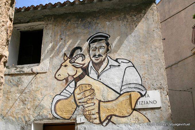 Orgosolo, the goatherd, Via Tiziano, murals - Sardinia