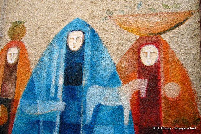 Orgosolo, stucco decoration and colors, murals - Sardinia