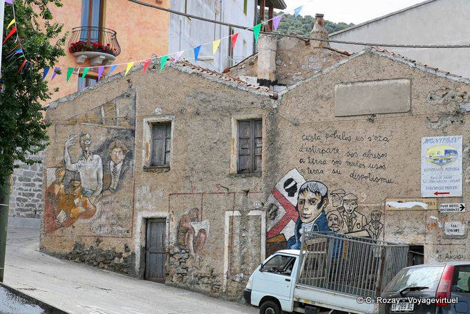 Orgosolo, Gramsci and despotism via Angioy, murals - Sardinia