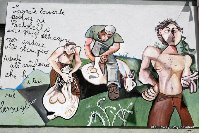 Orgosolo, the work of breeders Pratobello, murals - Sardinia