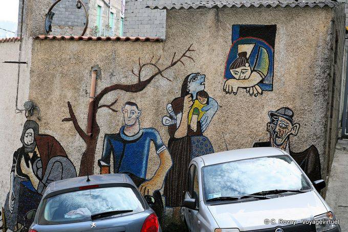 Orgosolo, street scene, murals - Sardinia