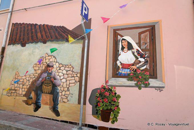Romana, daily life view By Tony Amos, murals - Sardinia