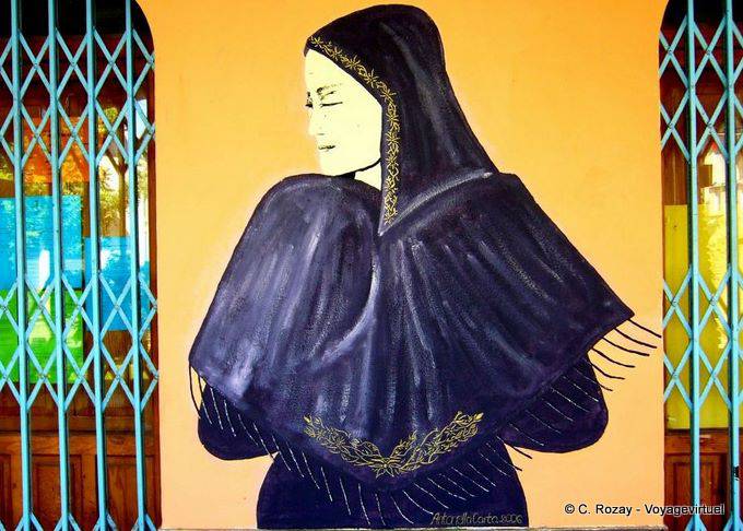 Siniscola, the Lady in purple, mural - Sardinia