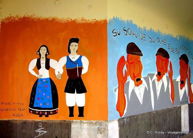 Siniscola, su Sonu its Oche, mural - Sardinia