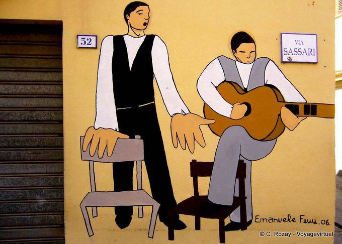 Siniscola, guitarist and singer, 52 Via Sassari, mural - Sardinia