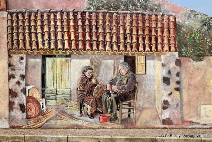 Tinnura, representation of local crafts, murals - Sardinia