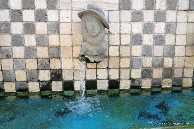 Tinnura, close-up on a detail of the fountain of the Zodiac - Sardinia