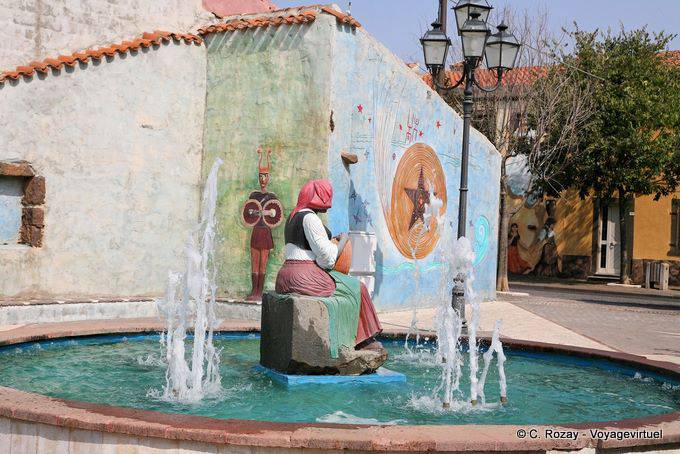 Tinnura, fountains on the Piazza del Sole - Sardinia
