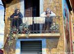 The old couple on the balcony, mural Fonni, Sardinia.