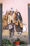 Orgosolo, departure and death, murals, Sardinia.