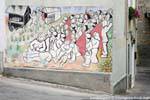 Orgosolo, the event and the red flags, murals, Sardinia.