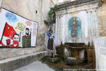 Orgosolo, fountain and Cunzimu Star history, murals, Sardinia.