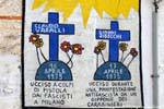 Orgosolo, Varalli tribute to Claudio and Gianni Zibecchi, murals, Sardinia.