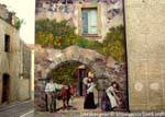 Sennariolo, country scene trompe l'oeil, mural, Sardinia.