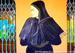 Siniscola, the Lady in purple, mural, Sardinia.
