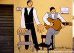 Siniscola, guitarist and singer, 52 Via Sassari, mural, Sardinia.