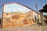 Tinnura, harvesting corn, murals, Piazza del Municipio, Sardinia.