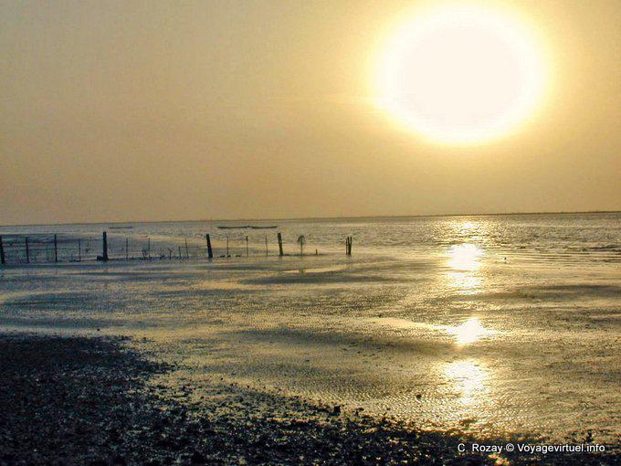 Sun sinking into the waves, Saloum delta - Senegal