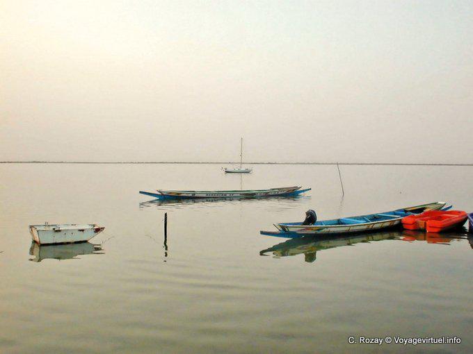 Boats resting on the river calmed, Sine-Saloum - Senegal