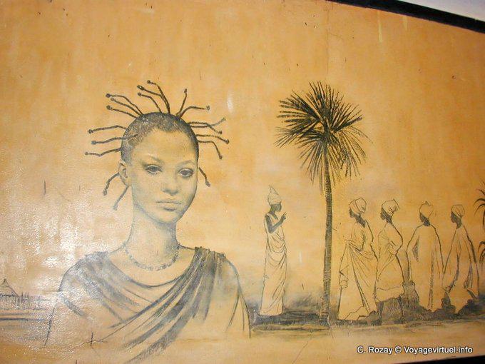 Mural depicting women, Foundiougne - Senegal