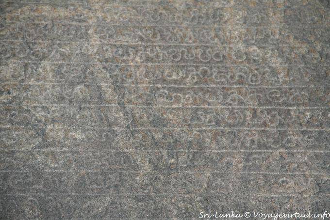 Ancient inscription in stone, Raja Maha Vihara, Dambulla - Sri Lanka Ceylon