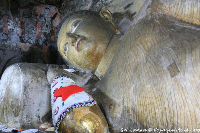 Buddha lying in the first cave, Devaraja lena, Dambulla cave temple - Sri Lanka Ceylon