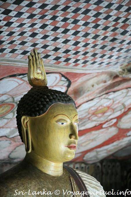 Checkerboard painted on the roof of the Golden Temple of Dambulla Caves - Sri Lanka Ceylon