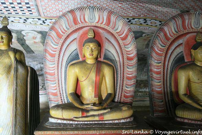 Seated Lord Buddha image at Maharajalena Cave, Golden Rock Temple, Dambulla - Sri Lanka Ceylon