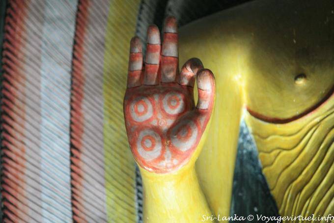 Hand painted Buddha in Dharmachakra-Mudra, Golden Temple, Dambulla - Sri Lanka Ceylon