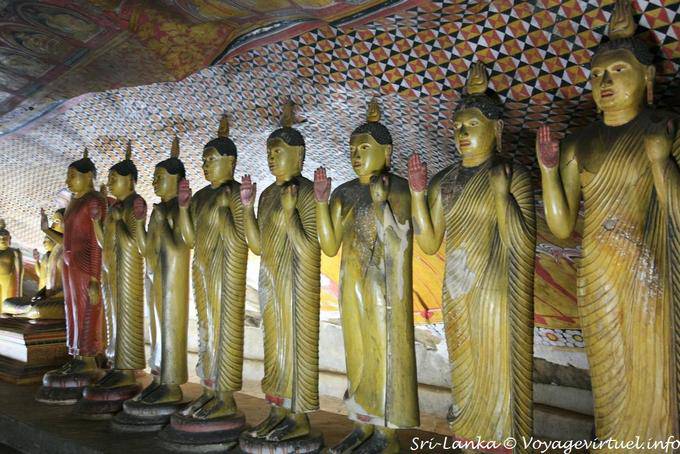 Alignment of standing Buddhas Cave # 3, New Great Temple, Dambulla - Sri Lanka Ceylon