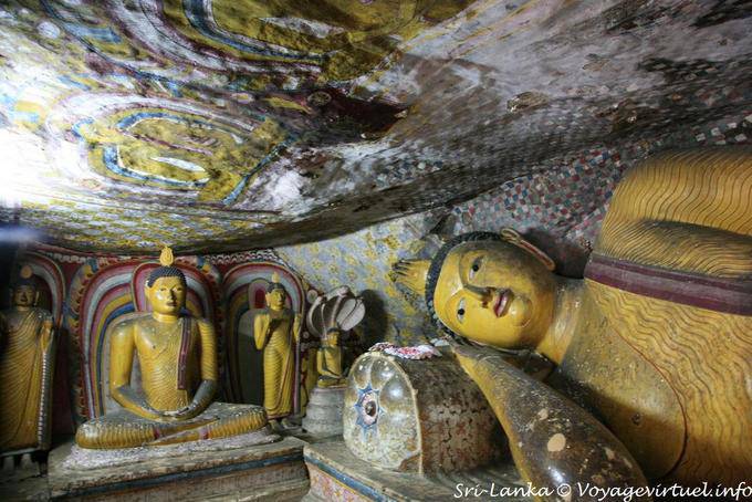 Laying or lotus in the third cave, Raja Maha Vihara, Dambulla - Sri Lanka Ceylon