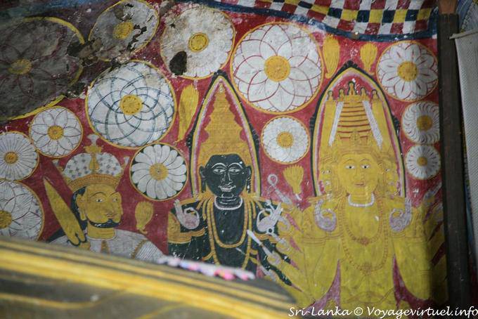 Fragment of wall painting, cave of the Golden Temple, Dambulla - Sri Lanka Ceylon