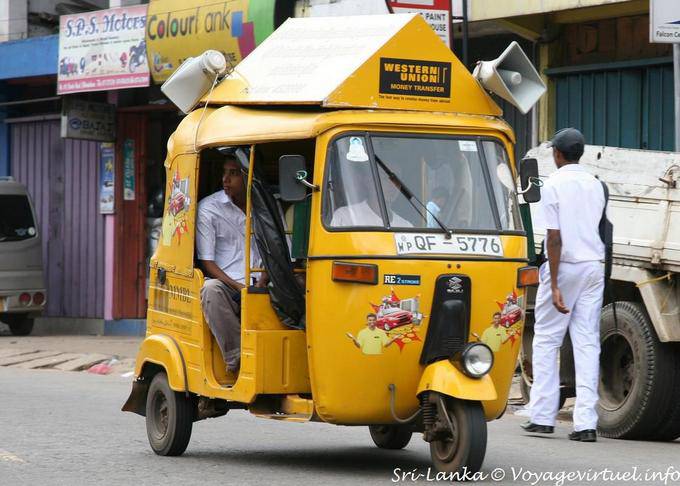 Scooter or yellow tuktuk based vespa, Kandy - Sri Lanka Ceylon