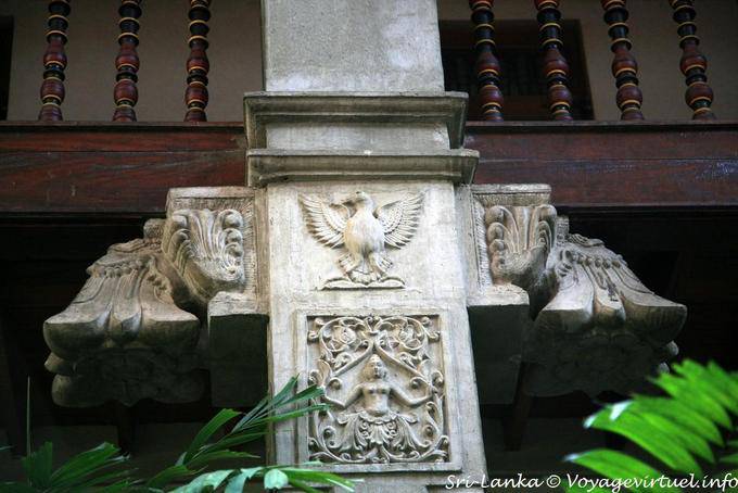 Stone column supporting the House of Relic, Dalada Maligawa, Kandy - Sri Lanka Ceylon