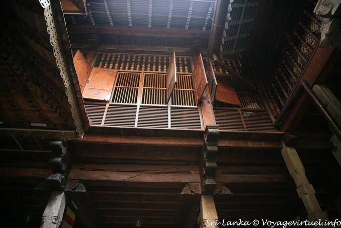 Wooden structure of the second floor exterior view of the Temple Sacred Tooth Relic of the Kandy - Sri Lanka Ceylon