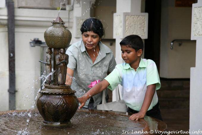 Fountain on the terrace of the Tooth and Royal Palace complex, Kandy - Sri Lanka Ceylon